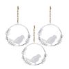 3x LVD Hanging Bird In Wreath Home/Garden Ornament Decor Display 14x13cm Silver