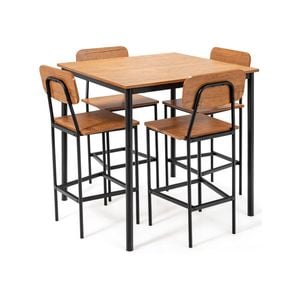 Costway 5-piece Dining Bar Table Set Industrial Kitchen Table Chairs Set Home Furniture