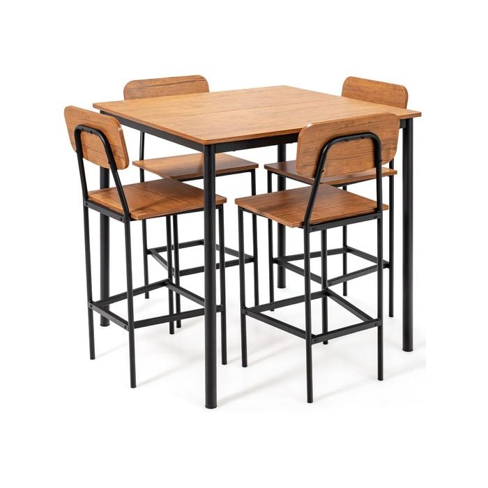 Costway 5-piece Dining Bar Table Set Industrial Kitchen Table Chairs Set Home Furniture