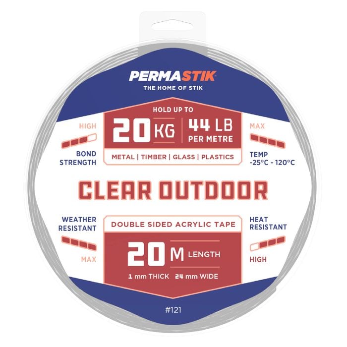 Permastik 20m x 24mm Clear Outdoor Mounting Tape