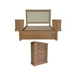 Jade 4pc King Bed Bedside Tallboy Bedroom Suite Furniture Package - Natural