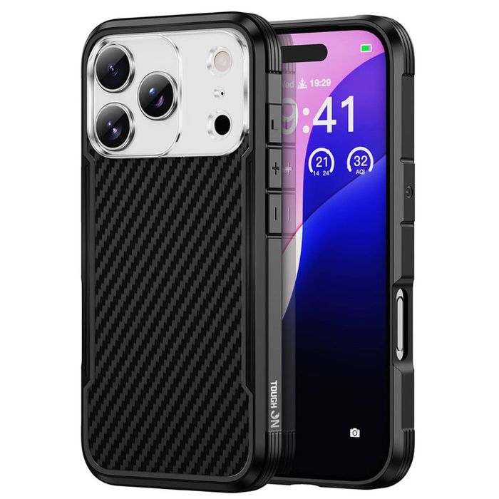 Tough On for iPhone 17 Pro Max Iron Shield Case with MagSafe - Carbon Fiber