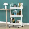 Homfurn 3-tier Storage Trolley – Kitchen Cart, Utility Shelf Organiser, Rolling Wheels With Locks, Steel Frame, White