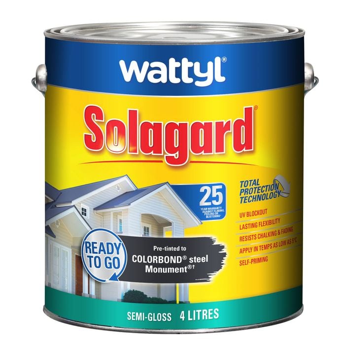 Wattyl Solagard 4L Pre-tinted Monument Semi-Gloss Exterior Paint