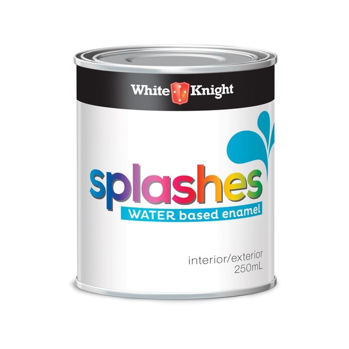 White Knight 250ml Black Satin Water Based Splashes Enamel