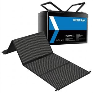 Gentrax 12v 100ah Lithium Battery + 300w Folding Solar Panel