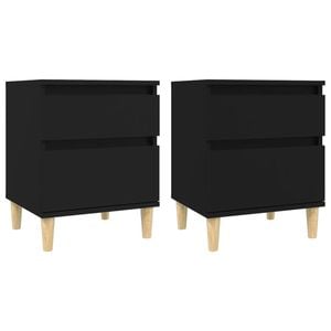 vidaXL 2x Bedside Cabinets Black Nightstand Bedroom End Table with Storage
