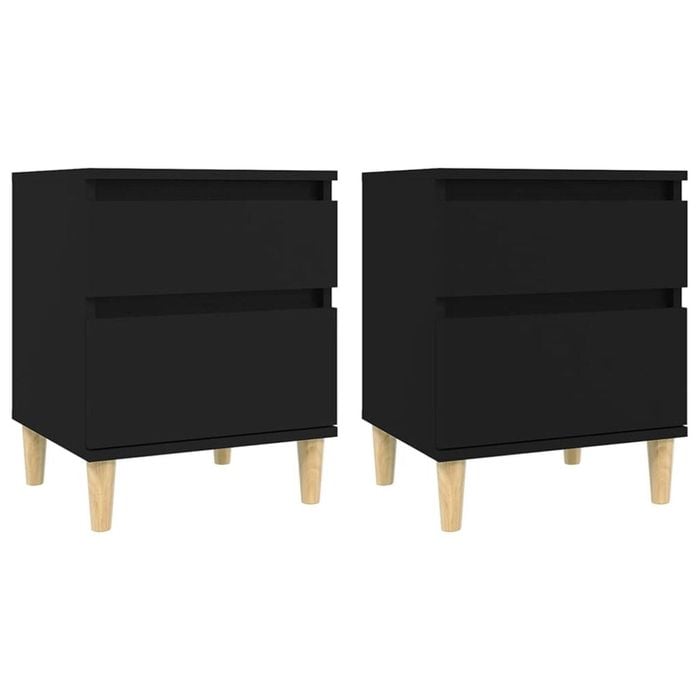 vidaXL 2x Bedside Cabinets Black Nightstand Bedroom End Table with Storage