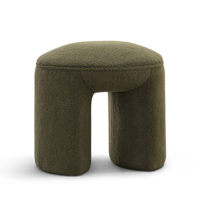 Remi Round 47cm Teddy Moss Ottoman Stool