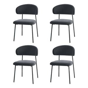 Oikiture 4x Dining Chairs Kitchen Lounge Seat Linen Fabric Accent Chair Grey