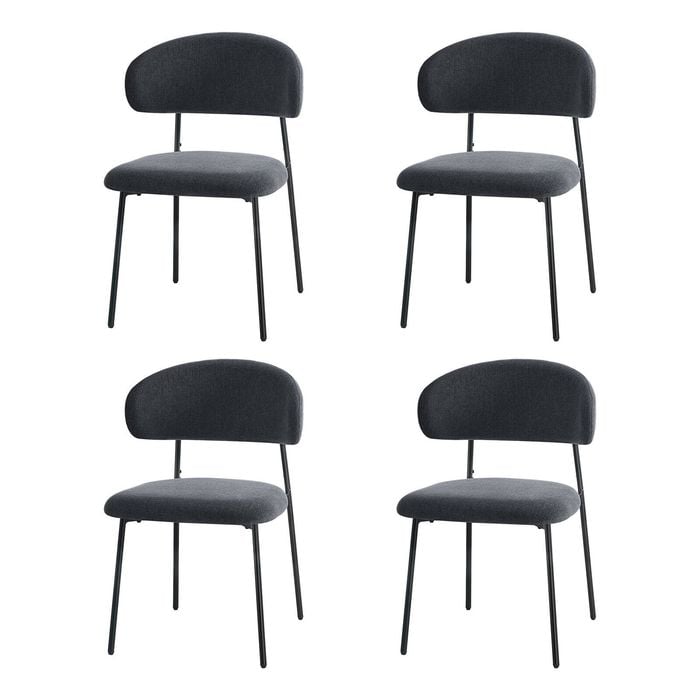 Oikiture 4x Dining Chairs Kitchen Lounge Seat Linen Fabric Accent Chair Grey