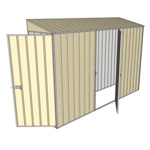 Build-a-Shed 0.8 x 3 x 2m Hinged Door Tunnel Shed With Single Hinged Side Door - Cream