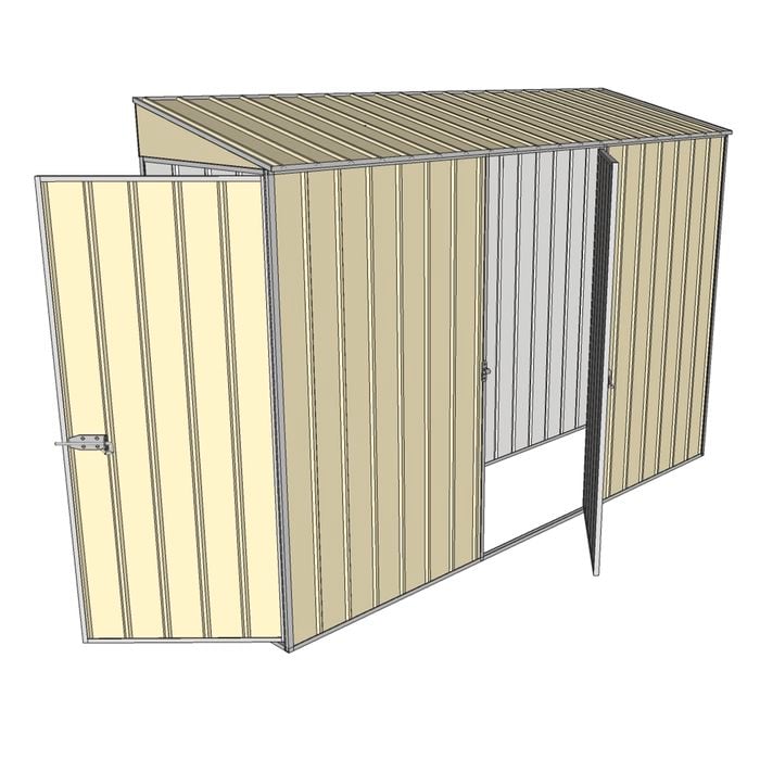 Build-a-Shed 0.8 x 3 x 2m Hinged Door Tunnel Shed With Single Hinged Side Door - Cream