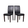 2x Wooden Frame Black Leatherette Dining Chairs with Solid Pine Legs