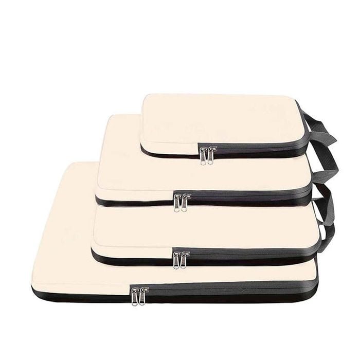 Catzon 4 Set Compression Packing Cubes Travel Accessories Expandable Packing Organizers-white