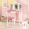 Costway 2-in-1 Kids Vanity Table Stool Set w/Storage Drawer