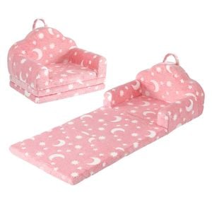 Keezi Kids 2-in-1 Sofa Bed Toddler Fold Out Couch Removable Washable Cover Pink