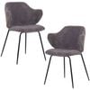 Set of 2 Dining Chairs with Corduroy Cord Fabric in Dark Grey Lincoln - Dark Grey (Lincoln) | Dining Chair