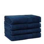 LINENOVA 4 Pack Bath Towel Set 100% Cotton Extra Soft Towels 68 x 132cm - Navy