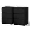 ALFORDSON Set of 2 Bedside Table Black 3 Drawers