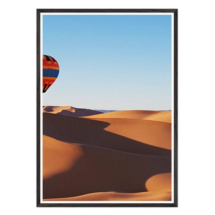 Galrie Stunning Hot Air Balloon Art Print Over Desert Landscape, Black Frame, A2 42 x 60cm (16 x 24inch)