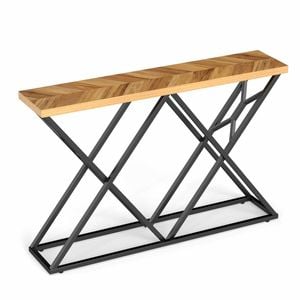 Costway 140cm Console Table Farmhouse Entryway Metal Accent Behind Couch