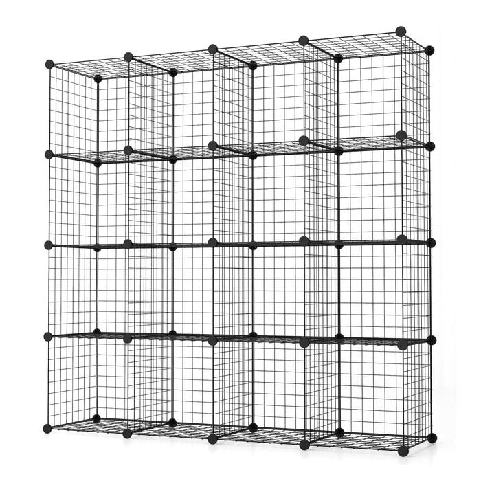 Costway 16pcs Wire Storage Cubes Display Cabinet Black