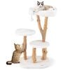 Costway 110cm Tall Wooden Cat Tower W/cat Condo Solid Wood Cat Tree - White