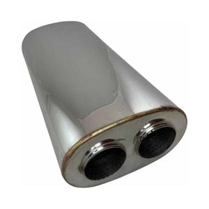 Redback 3-1/2" Performance Muffler Single In/twin Out - 10" X 6" Oval, 20" Long, 430 Ss