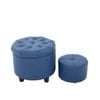 Bella Blue Leather Ottoman