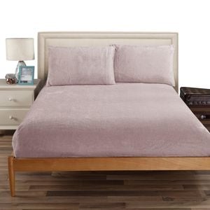 Ramesses Teddy Fleece Fitted Sheet Combo Set Queen-Pink