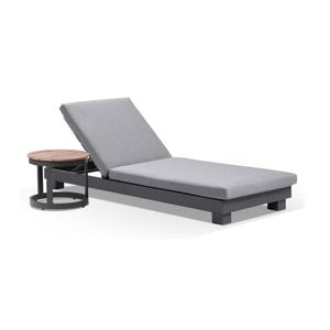 Santorini Aluminium Sun Lounge W/ Round Table In Charcoal