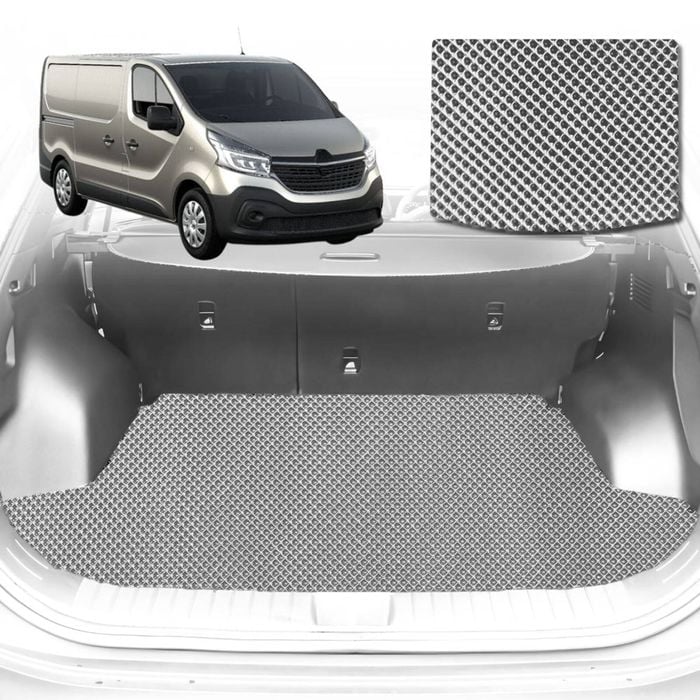 6D Diamond Car Boot Mat for Renault Trafic (X82)2014-Current-Cargo Mat-Grey-Outback GT
