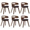 vidaXL 6x Solid Bent Wood Dining Chair Dark Grey Faux Leather Dining Room Seat