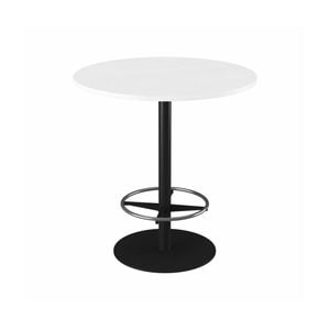 Olg Bar Leaner Bundle: Disc Base 1050mm Round Bar Leaner Black Frame White Top + 4 Game Plain Shell Barstools Red