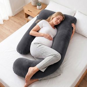 Giselle Bedding G-Shaped Maternity Pillow for Back and Belly Support Dark Grey