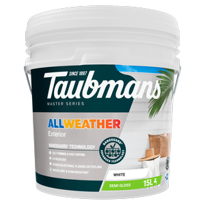 Taubmans 15L White Semi Gloss All Weather Exterior Paint