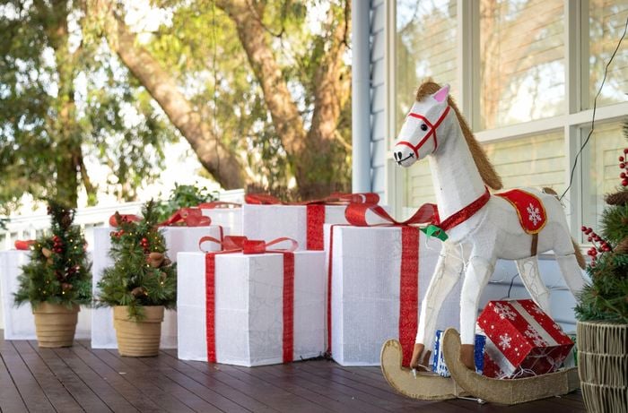 Christmas props and gifts outside