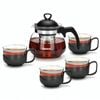 Teapot 700ml With 4 Cups 150ml Glass