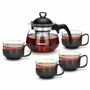 Teapot 700ml With 4 Cups 150ml Glass