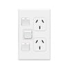 Deta Matte White Double Vertical Power Point with Extra Switch