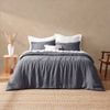 Natural Home Vintage Washed Hemp Linen Quilt Cover Set Charcoal - King Bed