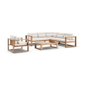 Santorini Package B Outdoor Aluminium Corner Modular Lounge In Teak Look Finish