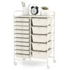 Costway 15 Drawers Galvanized Rolling Storage Trolley Cart White