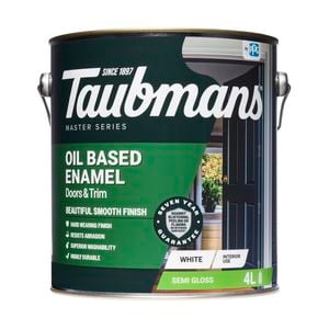 Taubmans 4L White Semi Gloss Oil Based Enamel