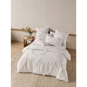 Linen House King Cotton Gianna White Bedroom Quilt Cover Set