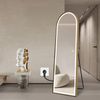 Best World Full Length Arched LED Mirror 180cm x 80cm Freestanding Wall Mounted Gold Frame Dimmable