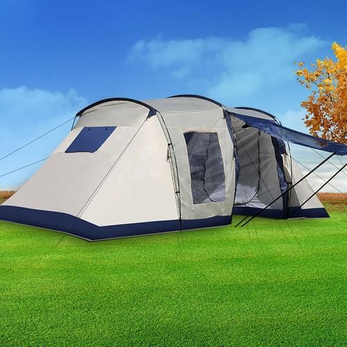 Mountview 6 8 Person Blue Large Family Camping Tent Tents Portable Outdoor Hiking Beach Bunnings Australia