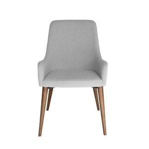 Sk Designer Living | Rio Dining Chair | Walnut Legs - Light Grey Fabric
