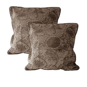 Accessorize Pair of Trudie Lace European Pillowcases 65 x 65 cm Chocolate